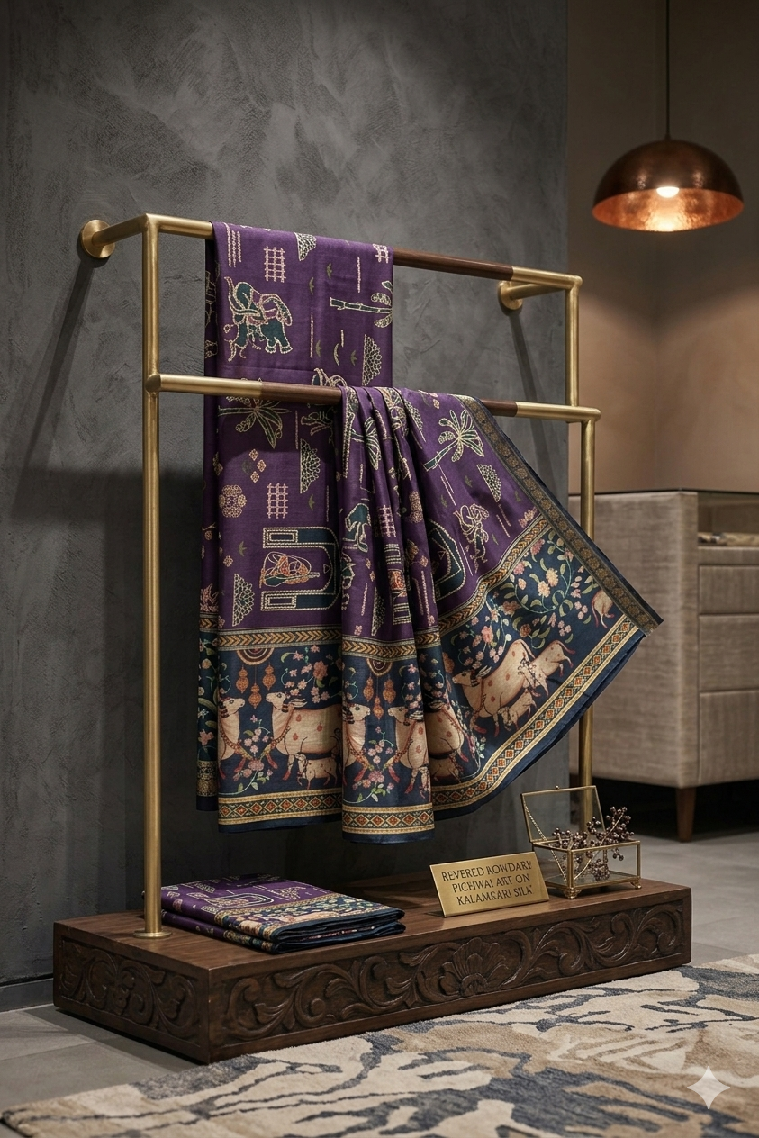 TST26060 — Blue Tussar with Zari Border